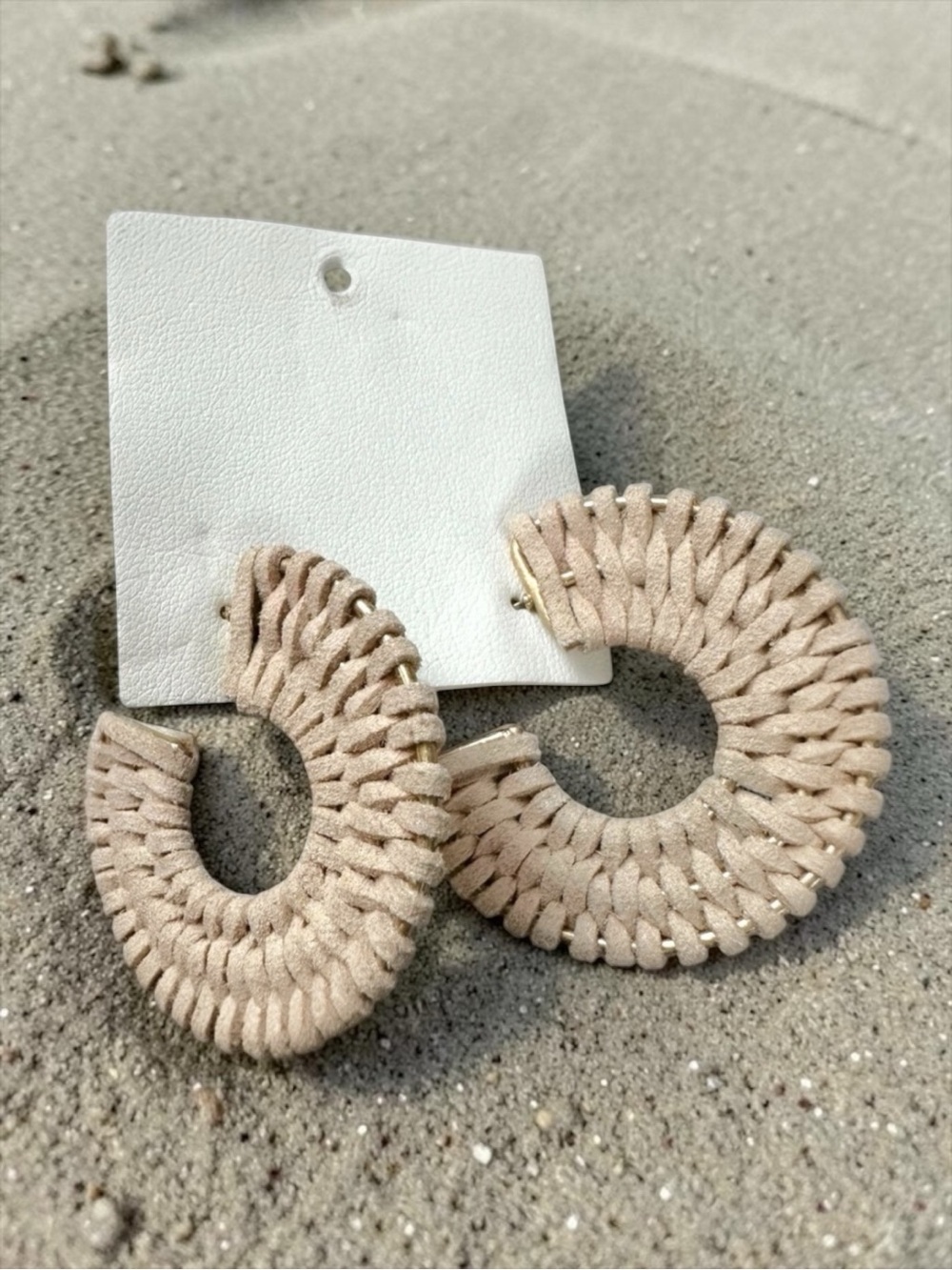 Free People See If I Care Suede Hoops in Ivory Cream Earrings Bohemian Western